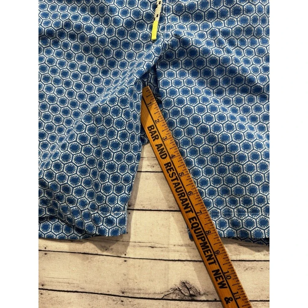 Psycho Bunny Swim Trunk Short Sz 5XL Blue Geometric Pattern Drawstring Lined